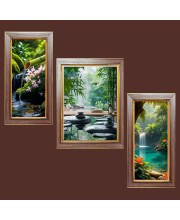 3-Pack A Glimpse of serenity Photo Frames - 2 Pieces 10x17 Inch & 1 Piece 14x17 Inch - Rustic Wall Art for Home & Office Decor - Botanical Wall Hanging for Living Room, Bedroom, or Workspace