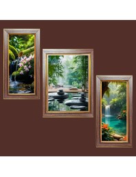 3-Pack A Glimpse of serenity Photo Frames - 2 Pieces 14x21 Inch & 1 Piece 18x21 Inch - Rustic Wall Art for Home & Office Decor - Botanical Wall Hanging for Living Room, Bedroom, or Workspace