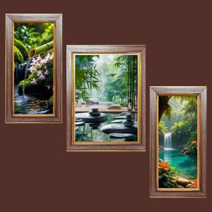 3-Pack A Glimpse of serenity Photo Frames - 2 Pieces 14x21 Inch & 1 Piece 18x21 Inch - Rustic Wall Art for Home & Office Decor - Botanical Wall Hanging for Living Room, Bedroom, or Workspace
