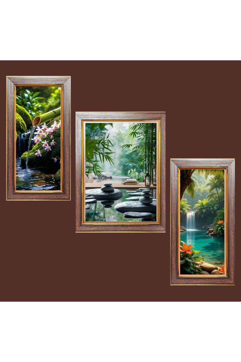 3-Pack A Glimpse of serenity Photo Frames - 2 Pieces 6x13 Inch & 1 Piece 10x13 Inch - Rustic Wall Art for Home & Office Decor - Botanical Wall Hanging for Living Room, Bedroom, or Workspace