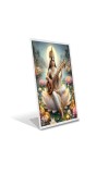 Car Desk/Table Top Maa Sraswati Acrylic L-Style Photo Stand - 2.5x3.5 Inches, Compact And Stylish Spiritual Display (F6731)