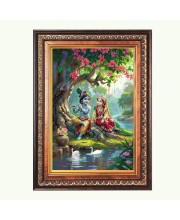 Sri Radha Krishna Color Photo 10x14 Inch - Vibrant Religious Wall Art for Home or Office Decor.