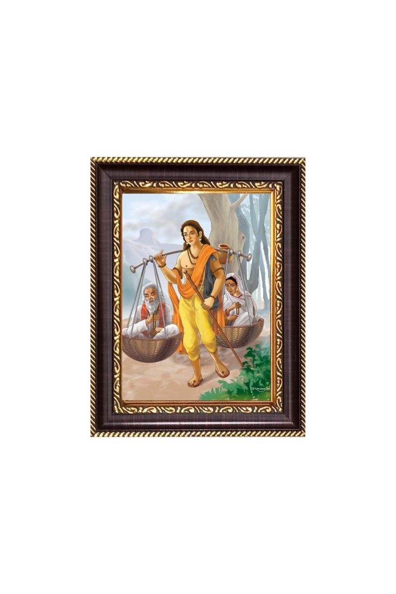 Shravan Kumar Ramayana Digital Print Photo 6.7x8.7 inches - Vibrant Religious Wall Art for Home, Office and Temple Decor.
