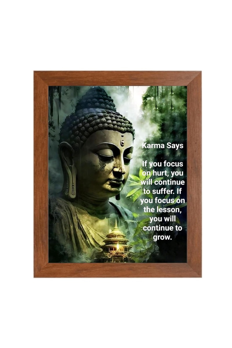 Buddha & Famous Quote Brown Frame, 12x16InchesInspirational Wall Art for Office, Home DecorIdeal Spiritual Gift