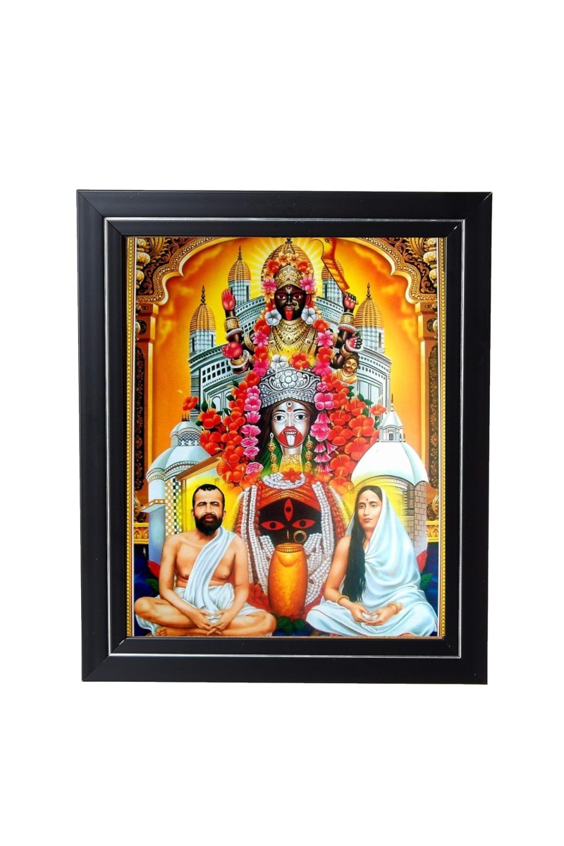 Hitech Sales Goddess Devi Maha Kali, Ramakrishna Dev and Sarada Maa Photo Frame for Pooja Room, Temple Decor, Home Decoration and Gift