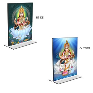 Debi Saraswati Acrylic T-Style Photo Stand - 5x7 Inches, Compact and Stylish Spiritual Display, easily change 2 photos (Pack of 1) Debi Saraswati Acrylic T-Style Photo Stand - 5x7 Inches, Compact and Stylish Spiritual Display, easily change 2 photos (Pack of 1)