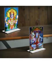Lord Narayan & Lord Shiva Acrylic T-Style Photo Stand - 11x13 Inches, Compact and Stylish Spiritual Display, easily change 2 photos (Pack of 1)