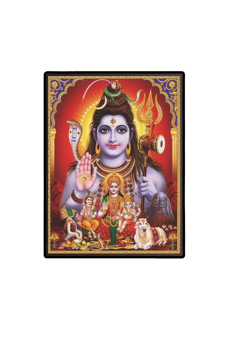 Shiva Family Laminated Photo - 5x7 Inches, Divine Blessings for Home & Office and Temple Decoration