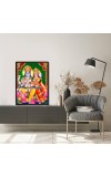 Lord Vishnu Maa Lakshmi Laminated Photo (7x9 Inches Without glass) Divine Blessings for Table and Walls,Home & Office and Temple Decoration