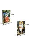 Lokenath Baba & Sai Baba Acrylic T-Style Photo Stand - 11x13 Inches, Compact and Stylish Spiritual Display, easily change 2 photos (Pack of 1)