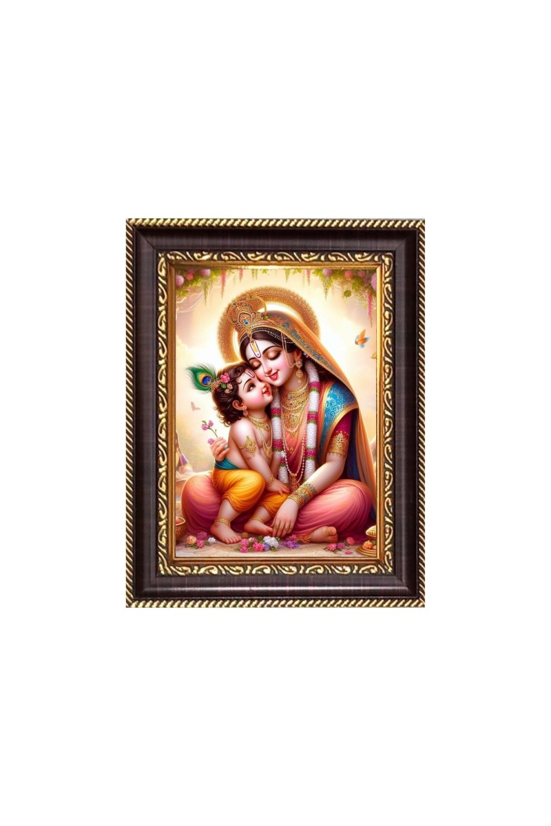 Maa yoshada and baby Krishna Digital Print Photo 6.7x8.7 inches - Vibrant Religious Wall Art for Home or Office Decor.