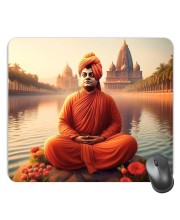 Customized Swami Vivekananda Picture Sublimation Mouse Pad | 8 X 7.5 Inch | Smooth Cloth Surface | Non-Slip Rubber Base | Personalized Mousepad for Laptop & Desktop (F17080)