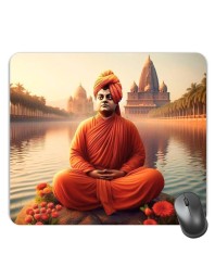 Customized Swami Vivekananda Picture Sublimation Mouse Pad | 8 X 7.5 Inch | Smooth Cloth Surface | Non-Slip Rubber Base | Personalized Mousepad for Laptop & Desktop (F17080)