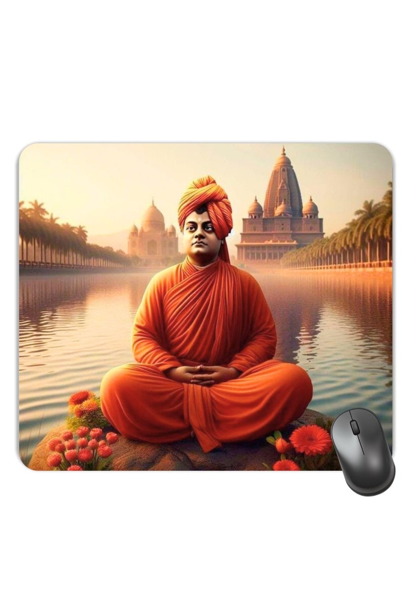 Customized Swami Vivekananda Picture Sublimation Mouse Pad | 8 X 7.5 Inch | Smooth Cloth Surface | Non-Slip Rubber Base | Personalized Mousepad for Laptop & Desktop (F17080)