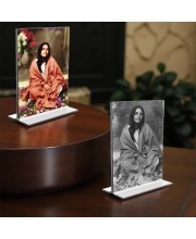 Anandamayee Debi Acrylic T-Style Photo Stand, Compact and Stylish Spiritual Display, easily change 2 photos (Pack of 1)
