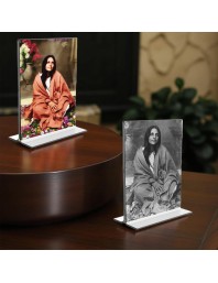 Debi Anandamayee Acrylic T-Style Photo Stand - 11x13 Inches, Compact and Stylish Spiritual Display, easily change 2 photos (Pack of 1)