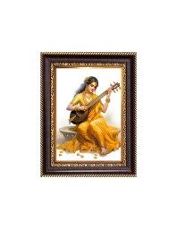 Maa Saraswathi Digital Print Photo 10.7x12.7 inches - Vibrant Religious Wall Art for Home or Office Decor.