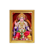 Sri Hanuman ji Photo Frame - 10x14 Inches, Brown Wooden Frame for Home, Office & Temple Decoration