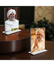 Sant Rajinder Singh ji Maharaj Acrylic T-Style Photo Stand - 11x13 Inches, Compact and Stylish Spiritual Display, easily change 2 photos (Pack of 1)