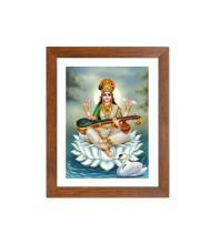 Colored Photo of Goddess Maa Saraswati | Divine Saraswati Wall Art | Ideal for Home and Temple Decoration | Ideal for Puja room