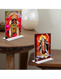 Debi Kali Acrylic T-Style Photo Stand, Compact and Stylish Spiritual Display, easily change 2 photos (Pack of 1)