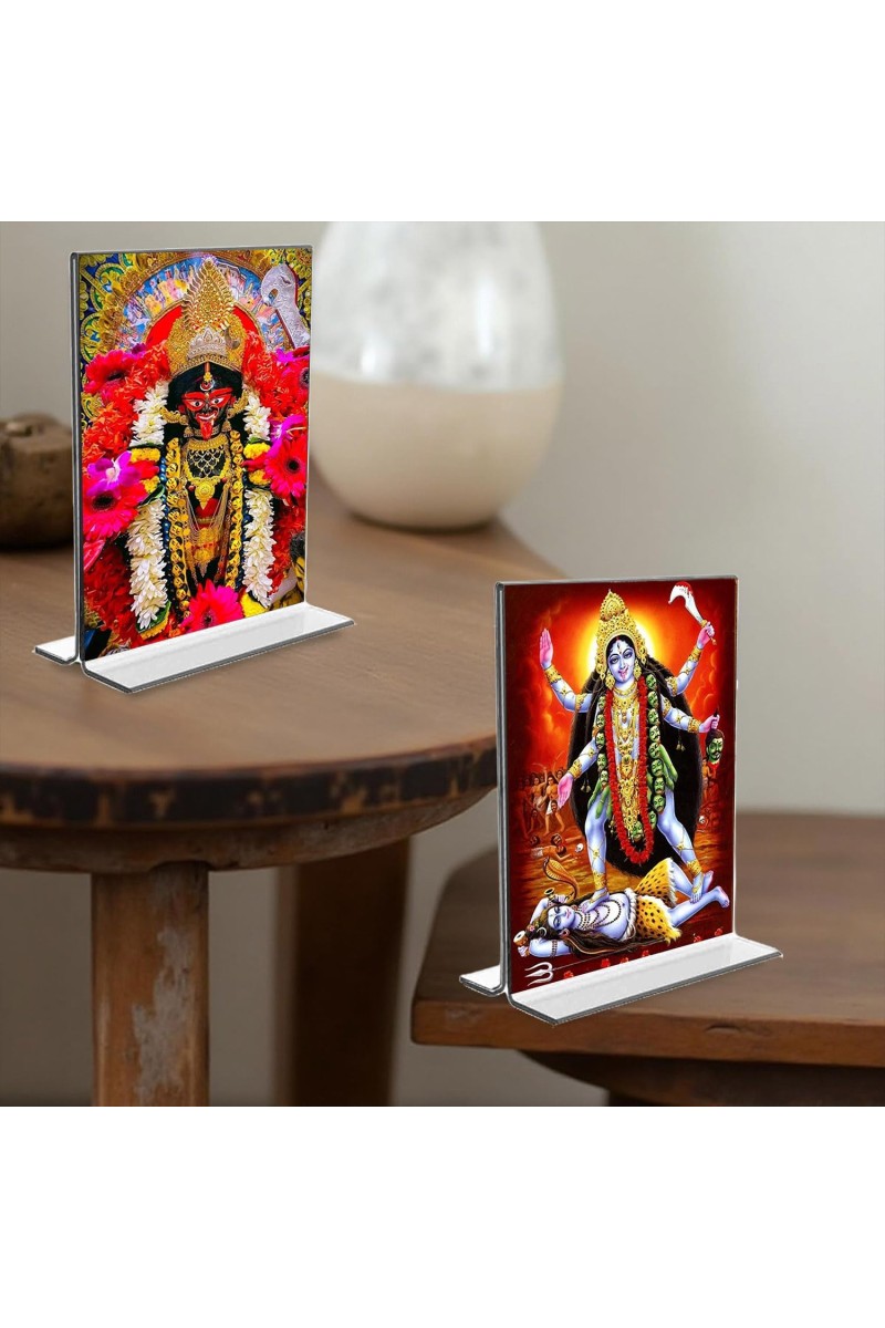 Debi Kali Acrylic T-Style Photo Stand - 11x13 Inches, Compact and Stylish Spiritual Display, easily change 2 photos (Pack of 1)