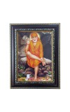 Hitech Sales Sai Baba Frame for Pooja Room, Temple and Home Decoration, Printed Photo with Floral Design Polystyrene Frame, 5 x 7 Inches - Brown, Ideal for Gifting (Pack of 1)