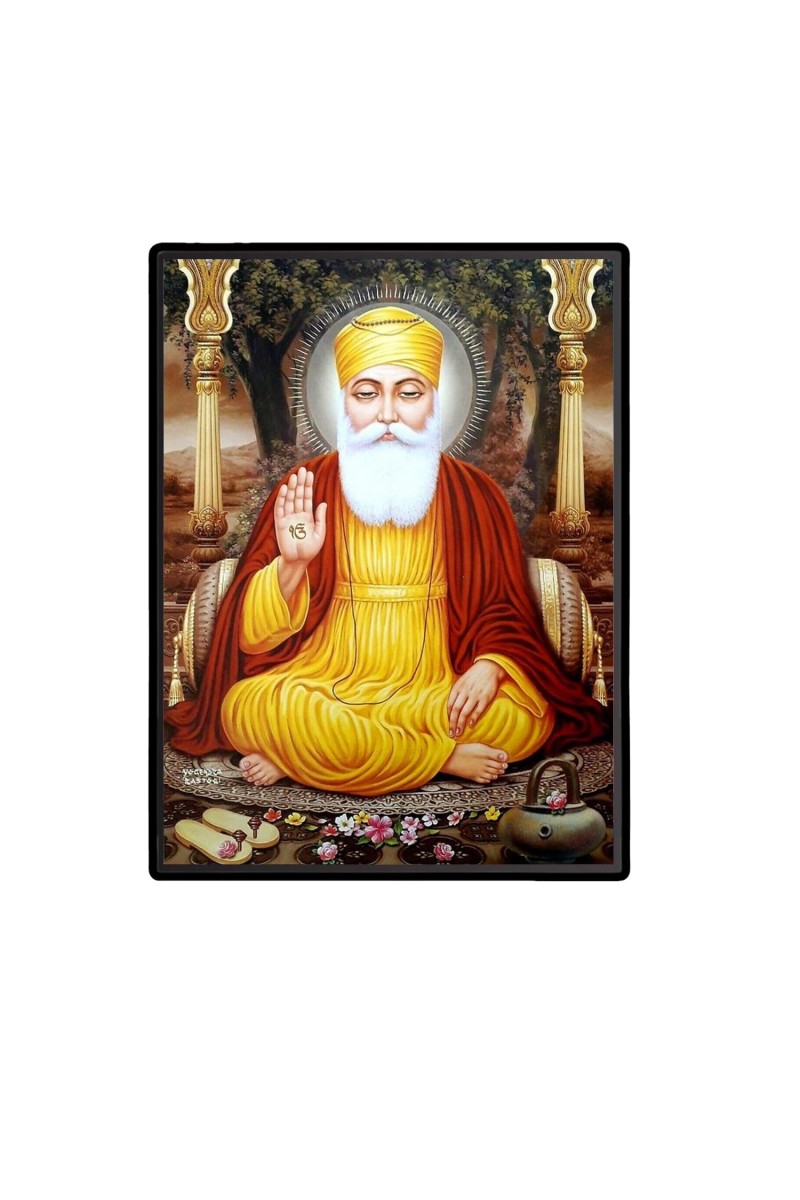 Guru Nanak Dev Ji Laminated Photo - 13x15 Inches, Divine Blessings for Home & Office and Temple Decoration