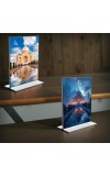 Taj Mahal Acrylic T-Style Photo Stand, Compact and Stylish Spiritual Display, easily change 2 photos (Pack of 1)