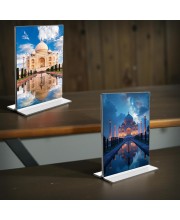 Taj Mahal Acrylic T-Style Photo Stand, Compact and Stylish Spiritual Display, easily change 2 photos (Pack of 1)