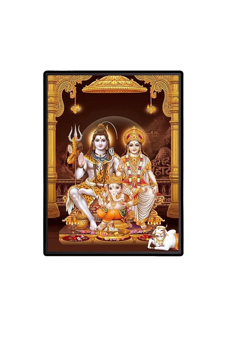 Shiva Family Laminated Photo - 5x7 Inches, Divine Blessings for Home & Office and Temple Decoration