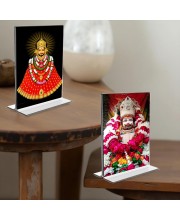 Lord Khatu shyam Acrylic T-Style Photo Stand - 5x7 Inches, Compact and Stylish Spiritual Display, easily change 2 photos (Pack of 1)