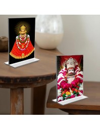 Lord Khatu shyam Acrylic T-Style Photo Stand - 5x7 Inches, Compact and Stylish Spiritual Display, easily change 2 photos (Pack of 1)