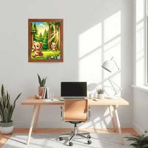 AI Funny Brown Bear Art Picture for Kids - 14x18 inches, Brown Color - Perfect Wall Decor for Children's Room