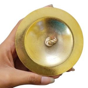 HiTechMart Handcrafted Brass Manjeera – 9cm Indian Classical Musical Instrument for Bhajan, Kirtan, Puja – Traditional Cymbals with Clear, Resonant Sound – 185gm Lightweight with Durable String