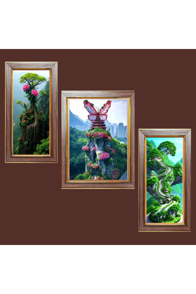 3-Pack The Edge of Reality Photo Frames - 2 Pieces 6x13 Inch & 1 Piece 10x13 Inch - Rustic Wall Art for Home & Office Decor - Botanical Wall Hanging for Living Room, Bedroom, or Workspace