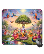 Customized Lord Krishna Picture Sublimation Mouse Pad | 8 X 7.5 Inch | Smooth Cloth Surface | Non-Slip Rubber Base | Personalized Mousepad for Laptop & Desktop (F17006)