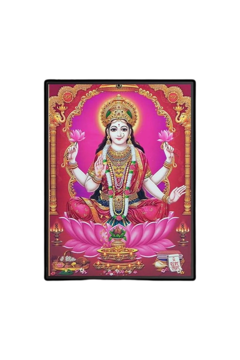 Maa Lakshmi Laminated Photo - 11x13 Inches, Divine Blessings for Home & Office and Temple Decoration
