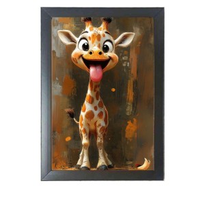The funny Giraffe Photo Frame Funny Animal and Bird Cartoon Art, Black color, 11x15 Inch