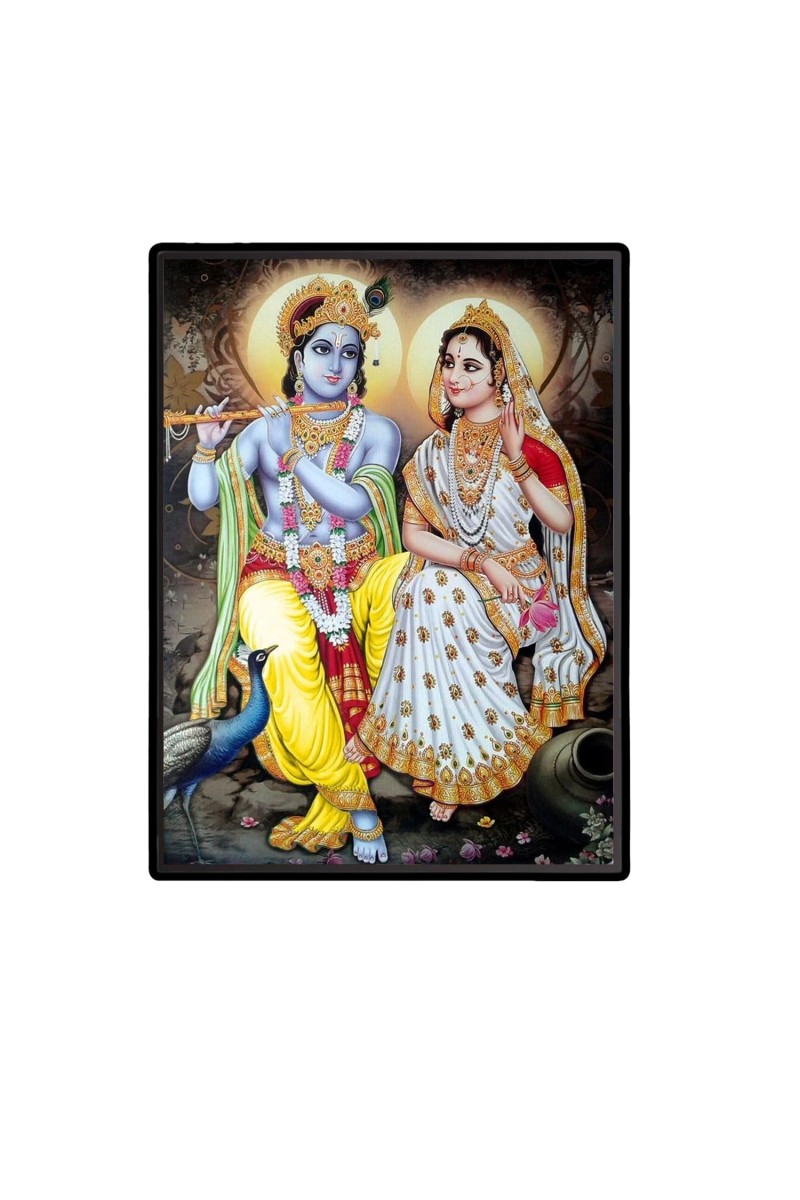 Radha Krishna Laminated Photo - 5x7 Inches, Divine Blessings for Home & Office and Temple Decoration