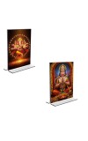 Car Desk/Table Top Lord Ganesh & Sri Hanuman Acrylic T-Style Photo Stand - 2.5x3.5 Inches, Compact and Stylish Spiritual Display, easily change 2 photos (Pack of 1)