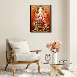 Durga with Shiva Laminated Photo - 5x7 Inches, Divine Blessings for Home & Office and Temple Decoration Durga with Shiva Laminated Photo - 5x7 Inches, Divine Blessings for Home & Office and Temple Decoration