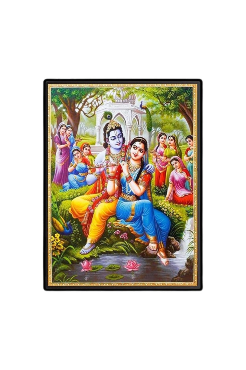 Sri Radha Lord Krishna Laminated Photo - 7x9 Inches, Divine Blessings for Home & Office and Temple Decoration