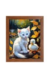 AI Funny Cute Cat Art Picture for Kids - 10x14 inches, Brown Color - Perfect Wall Decor for Children's Room