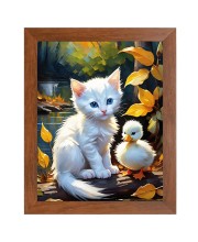 AI Funny Cute Cat Art Picture for Kids - 10x14 inches, Brown Color - Perfect Wall Decor for Children's Room