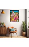 Vishnu Lakshmi Laminated Photo - 9x11 Inches, Divine Blessings for Home & Office and Temple Decoration