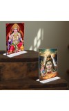 Lord Shiva & Sri Hanuman Acrylic T-Style Photo Stand - 7x9 Inches, Compact and Stylish Spiritual Display, easily change 2 photos (Pack of 1)