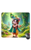 Customized Cute Little Krishna Picture Sublimation Mouse Pad | 8 X 7.5 Inch | Smooth Cloth Surface | Non-Slip Rubber Base | Personalized Mousepad for Laptop & Desktop (F17002)