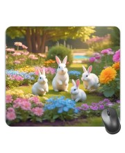 Customized Beautiful Rabbits Picture Sublimation Mouse Pad | 8 X 7.5 Inch | Smooth Cloth Surface | Non-Slip Rubber Base | Personalized Mousepad for Laptop & Desktop (F17324)