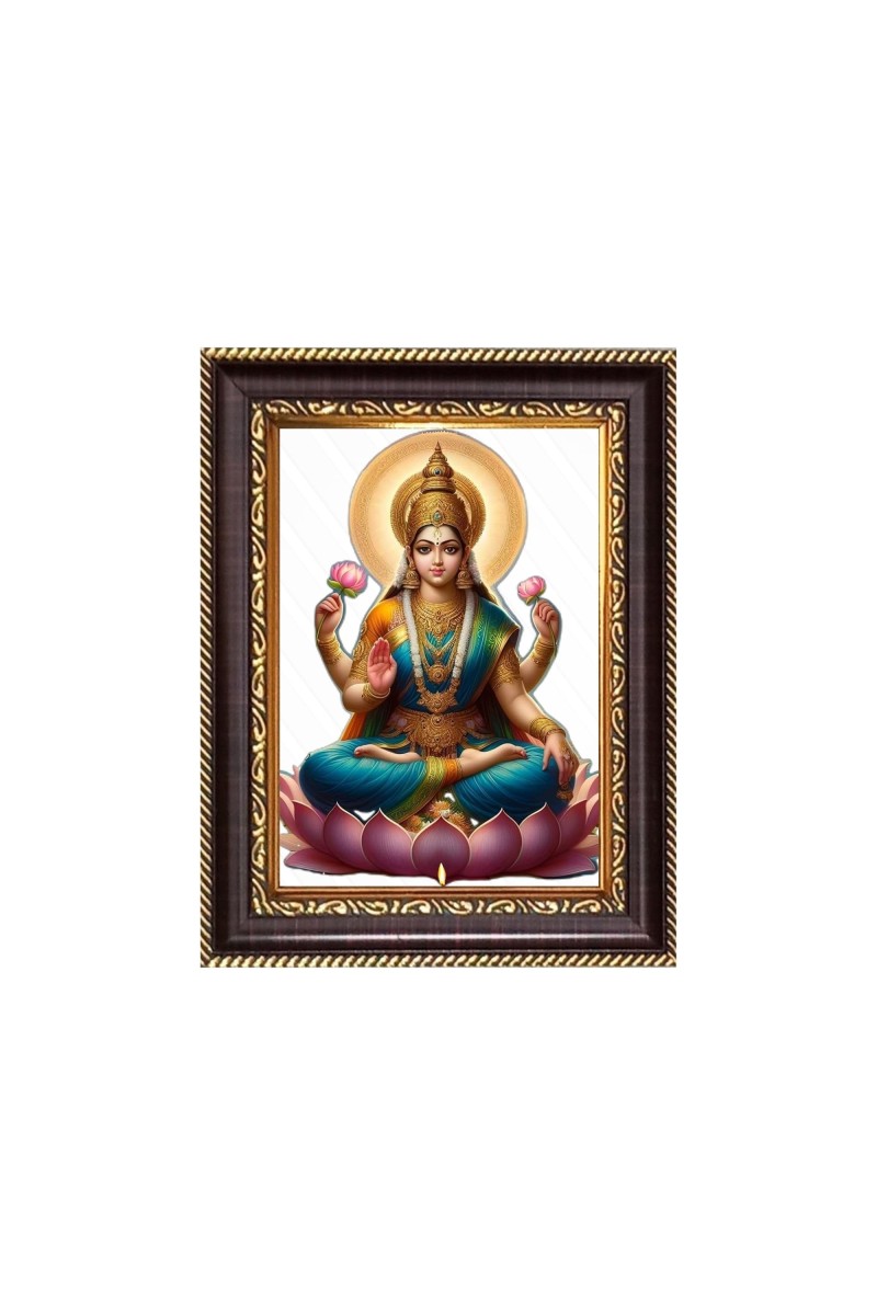 Maa Lakshmi Digital Print Photo 6.7x8.7 inches - Vibrant Religious Wall Art for Home or Office Decor.